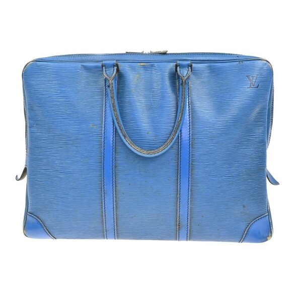 LOUIS VUITTON Porte Documents Voyage Briefcase Hand Bag Epi Blue - Picture 3 of 16